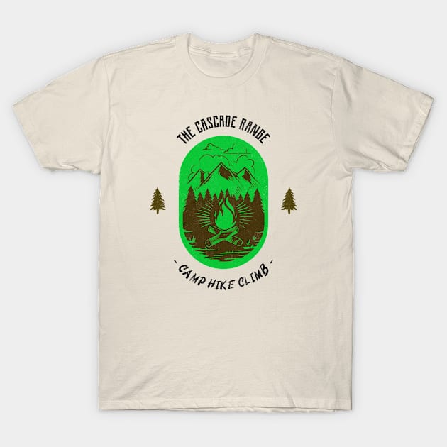 The Cascade Range Camp Hike Climb - Green T-Shirt by Tip Top Tee's